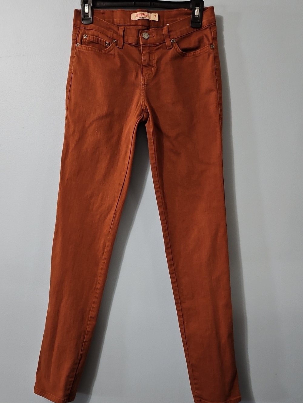 Judy Blue Rust Orange Skinny Jeans Mid Rise Stretch Size 7
